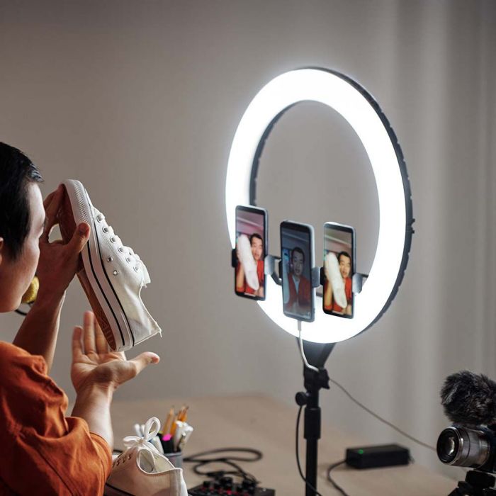 55W(6000Lm) LED selfie ring with mount for 3 smartphones, 18INCH, IP20, 540x440x70mm, 3IN1