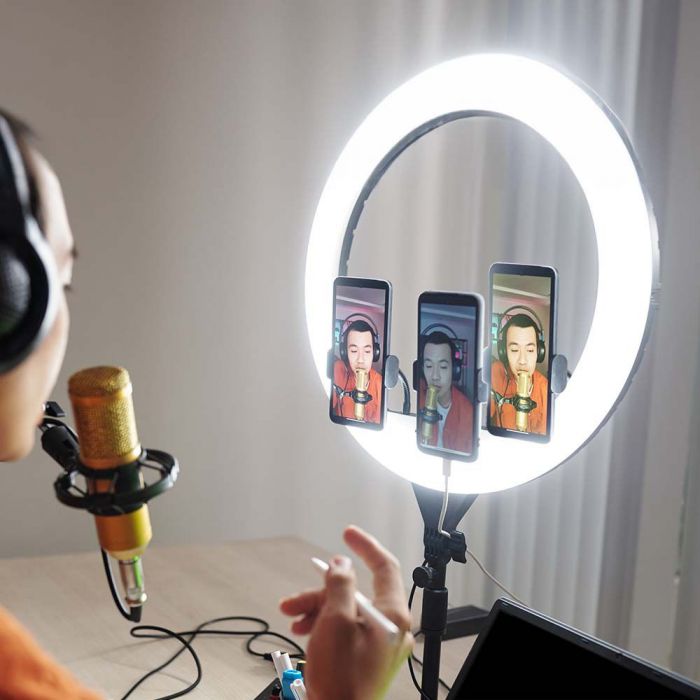 55W (6000Lm) LED selfie ring koos kinnitusega 3 nutitelefonile, 18INCH, IP20, 540x440x70mm, 3IN1