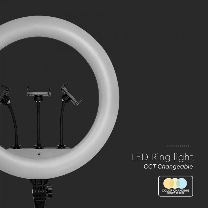 55W(6000Lm) LED selfie ring with mount for 3 smartphones, 18INCH, IP20, 540x440x70mm, 3IN1