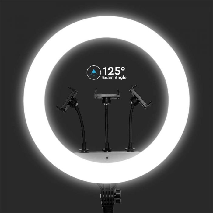 55W(6000Lm) LED selfija riņķis ar stiprinājumu 3 viedtālruņiem, 18INCH, IP20,  540x440x70mm, 3IN1