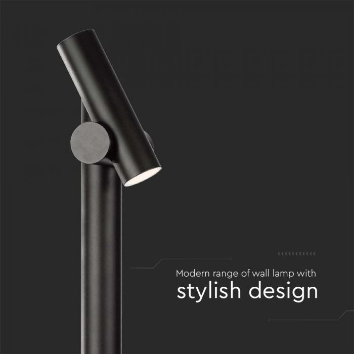 4W(390Lm) LED Светильник садовый накладной, V-TAC, IP44, черный, нейтральный белый 4000K