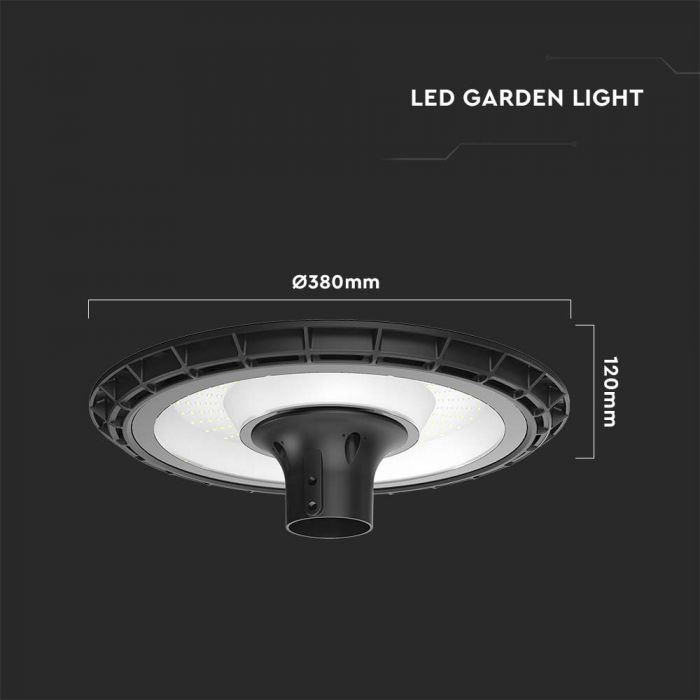 120W(9800Lm) LED dārza gaismeklis, V-TAC, IP65, neitrāli balta gaisma 4000K