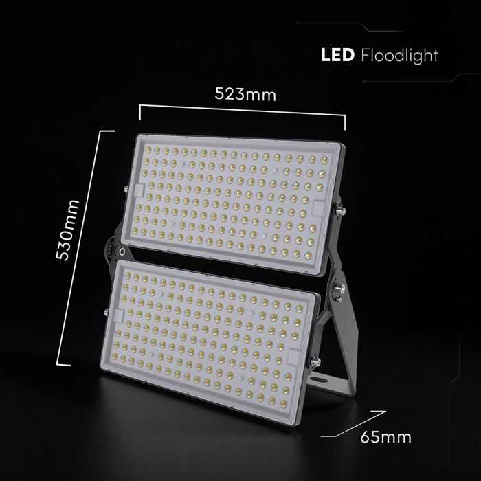 500W(67500Lm) LED SMD-CREE prožektors, 135Lm/W, V-TAC, IP65, melns korpuss ar pelēku stiklu, neitrāli balta gaisma 4000K
