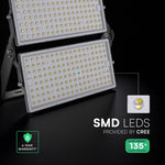 500W(67500Lm) LED SMD-CREE prožektors, 135Lm/W, V-TAC, IP65, melns korpuss ar pelēku stiklu, neitrāli balta gaisma 4000K
