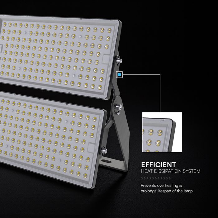 500W(67500Lm) LED SMD-CREE prožektors, 135Lm/W, V-TAC, IP65, melns korpuss ar pelēku stiklu, neitrāli balta gaisma 4000K