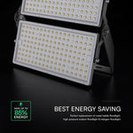 500W(67500Lm) LED SMD-CREE prožektors, 135Lm/W, V-TAC, IP65, melns korpuss ar pelēku stiklu, neitrāli balta gaisma 4000K