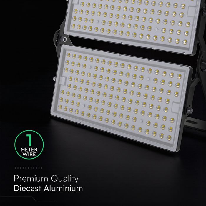 500W(67500Lm) LED SMD-CREE prožektors, 135Lm/W, V-TAC, IP65, melns korpuss ar pelēku stiklu, neitrāli balta gaisma 4000K