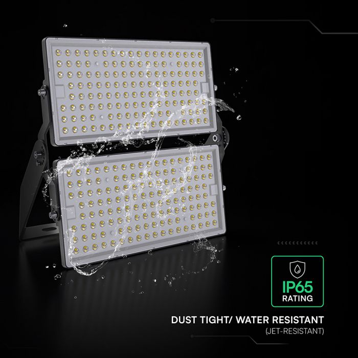 500W(67500Lm) LED SMD-CREE prožektors, 135Lm/W, V-TAC, IP65, melns korpuss ar pelēku stiklu, neitrāli balta gaisma 4000K