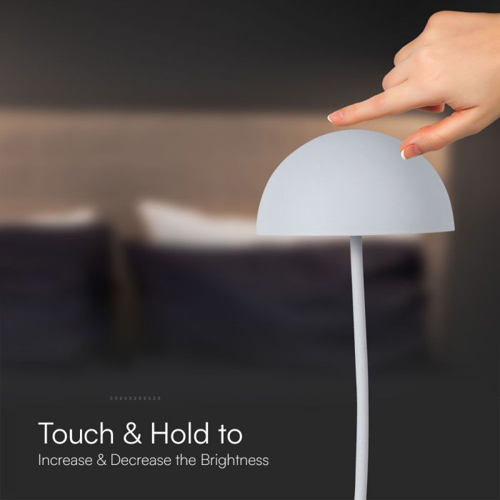 3W(100Lm) LED table lamp, V-TAC, IP20, white, dimmable, 5V 1A, 120x360mm, warm white light 3000K