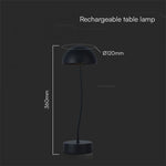 3W(100Lm) LED table lamp, V-TAC, IP20, black, dimmable, 5V 1A, 120x360mm, warm white light 3000K
