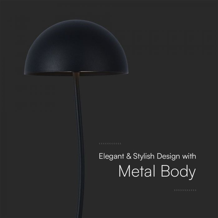 3W(100Lm) LED table lamp, V-TAC, IP20, black, dimmable, 5V 1A, 120x360mm, warm white light 3000K