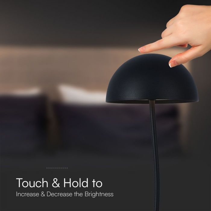 3W(100Lm) LED table lamp, V-TAC, IP20, black, dimmable, 5V 1A, 120x360mm, warm white light 3000K