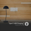 3W(100Lm) LED table lamp, V-TAC, IP20, black, dimmable, 5V 1A, 120x360mm, warm white light 3000K