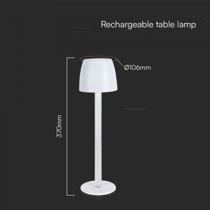 3W(310Lm) LED-bordslampa, V-TAC, IP20, DC:5V, 1A, dimbar, vit, varmvitt ljus 3000K