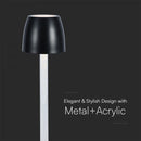 3W(310Lm) LED-bordslampa, V-TAC, IP20, DC:5V, 1A, dimbar, svart, varmvitt ljus 3000K