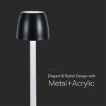 3W(310Lm) LED-bordslampa, V-TAC, IP20, DC:5V, 1A, dimbar, svart, varmvitt ljus 3000K