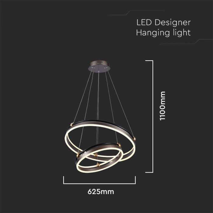 50W(5850Lm) LED dizaina gaismeklis, IP20, V-TAC,  625x1100mm, silti balta gaisma 3000K