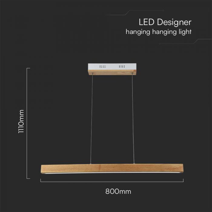 12W(1440Lm) LED disainvalgusti, IP20, V-TAC, puit, 800x1110mm, neutraalne valge 4000K