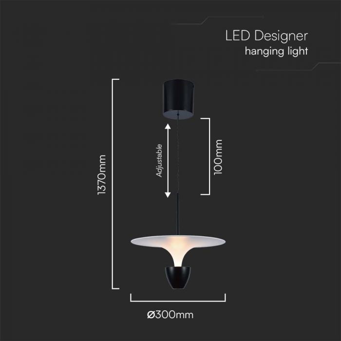 9W(1000Lm) LED design luminaire, IP20, V-TAC, white, 30x320x100cm, warm white light 3000K