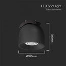 48V 12W(800Lm) rund armatur med magnetiskt tyg, svart finish, V-TAC, varmvitt ljus 3000K