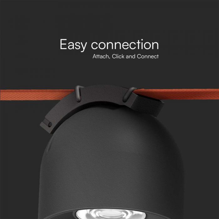 48V 12W(800Lm) rund armatur med magnetiskt tyg, svart finish, V-TAC, varmvitt ljus 3000K