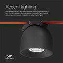 48V 12W(800Lm) rund armatur med magnetiskt tyg, svart finish, V-TAC, varmvitt ljus 3000K