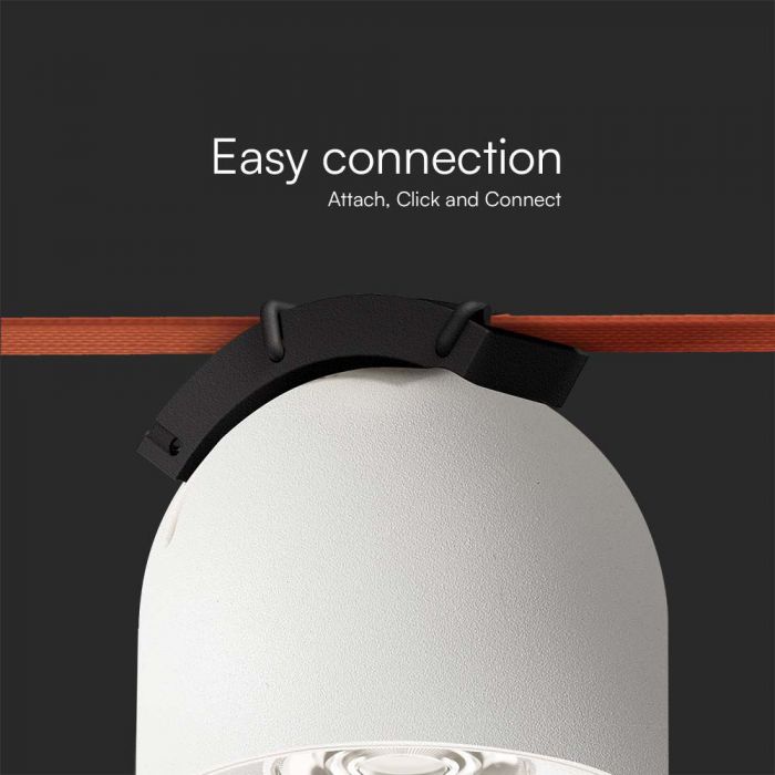 48V 12W(900Lm) magnetic fabric round luminaire with white finish, V-TAC, warm white light 3000K
