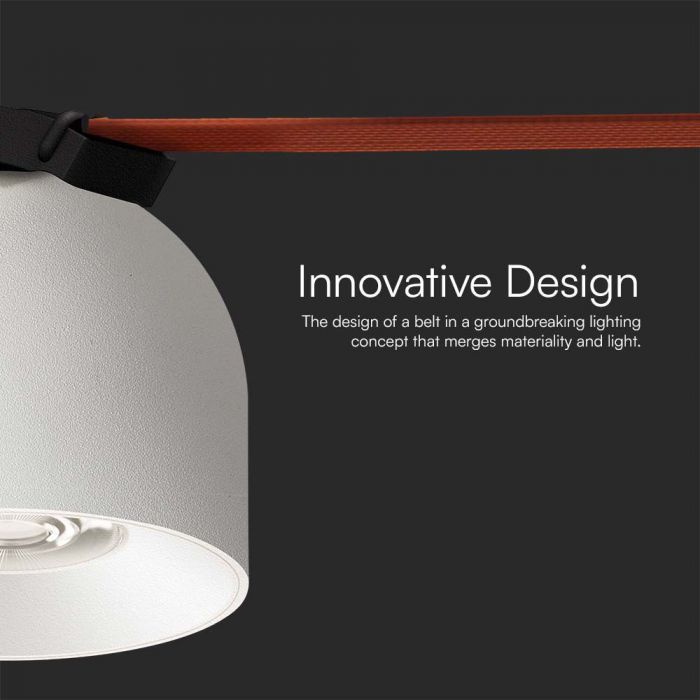 48V 12W(900Lm) magnetic fabric round luminaire with white finish, V-TAC, warm white light 3000K