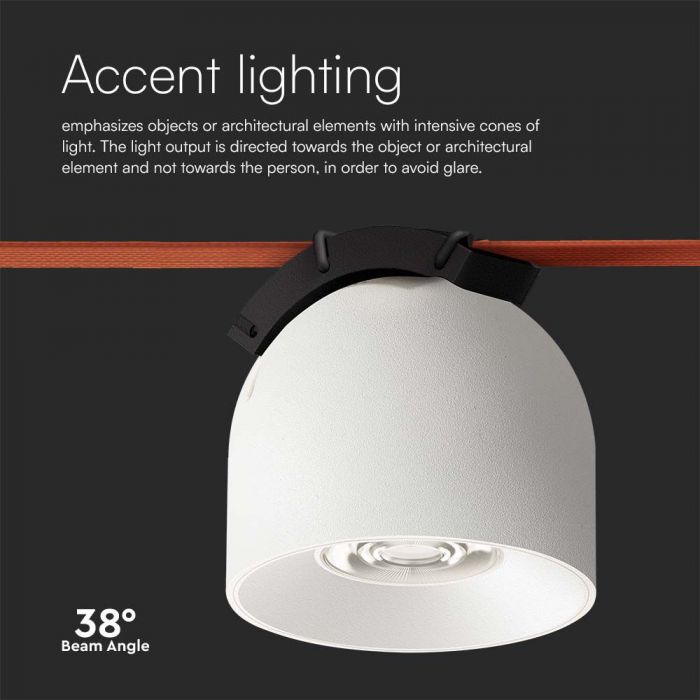 48V 12W(900Lm) magnetic fabric round luminaire with white finish, V-TAC, warm white light 3000K