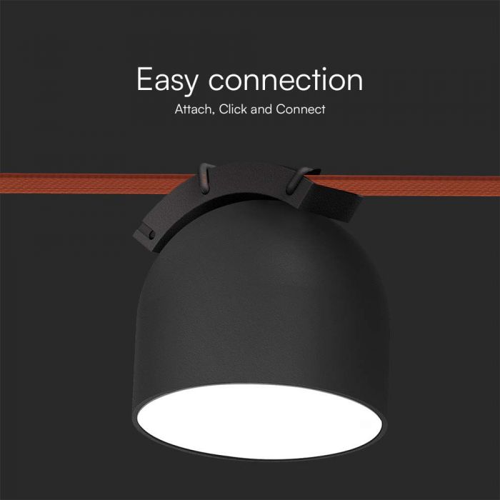 48V 12W(800Lm) rund armatur med magnetiskt tyg, svart finish, V-TAC, varmvitt ljus 3000K