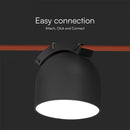 48V 12W(800Lm) rund armatur med magnetiskt tyg, svart finish, V-TAC, varmvitt ljus 3000K