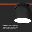 48V 12W(800Lm) rund armatur med magnetiskt tyg, svart finish, V-TAC, varmvitt ljus 3000K