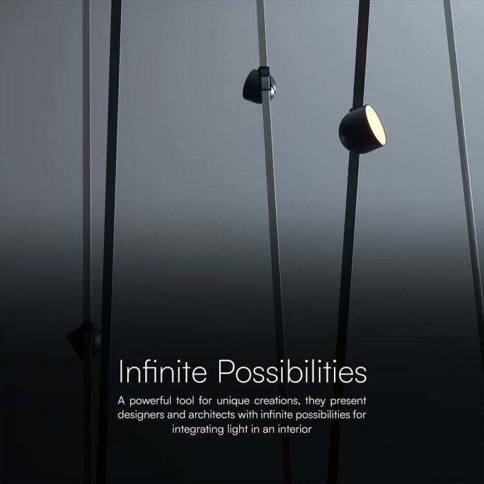 48V 12W(800Lm) rund armatur med magnetiskt tyg, svart finish, V-TAC, varmvitt ljus 3000K