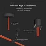 48V 20W(1200Lm) magnetic fabric round luminaire with black finish, V-TAC, warm white light 3000K