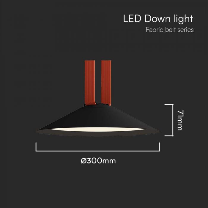 48V 20W(1200Lm) magnetic fabric round luminaire with black finish, V-TAC, warm white light 3000K