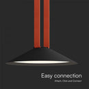 48V 20W(1200Lm) rund armatur med magnetiskt tyg, svart finish, V-TAC, varmvitt ljus 3000K