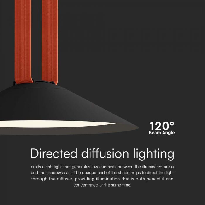 48V 20W(1200Lm) magnetic fabric round luminaire with black finish, V-TAC, warm white light 3000K