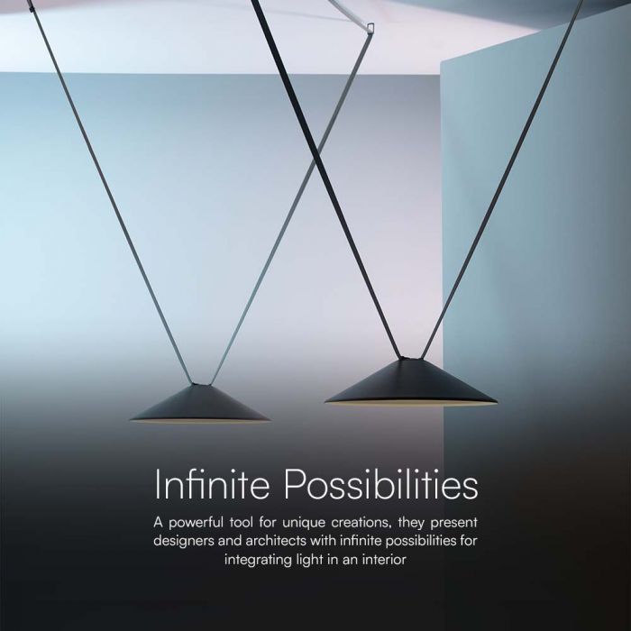 48V 20W(1200Lm) rund armatur med magnetiskt tyg, svart finish, V-TAC, varmvitt ljus 3000K