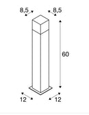 GRAFIT 60 Outdoor floor lamp, TC-DSE, IP44, anthracite, energy-saving bulb, dimensions L/W/H 12/12/60 cm, maximum wattage: 11 W