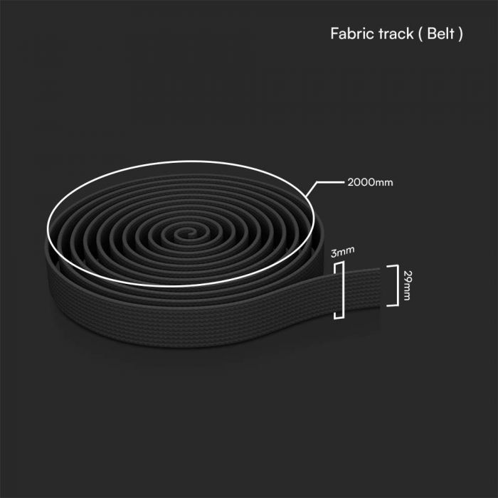 Tygband 10m rulle, mörkgrå, V-TAC, IP20