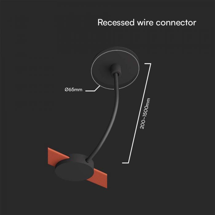 Infällt montage och strömanslutning för magnetband D55mm, DC:48V svart, IP20, V-TAC