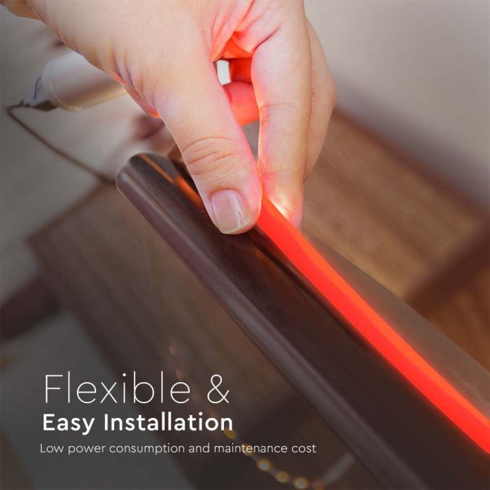 Cena par 5m_10W/m(840Lm/m) 320 LED COB Lente, 24V, V-TAC, IP67 ūdensdroša, sarkana