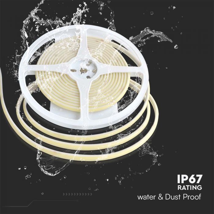 Cena par 5m_10W/m(840Lm/m) 320 LED COB Lente, 24V, V-TAC, IP67 ūdensdroša, zila