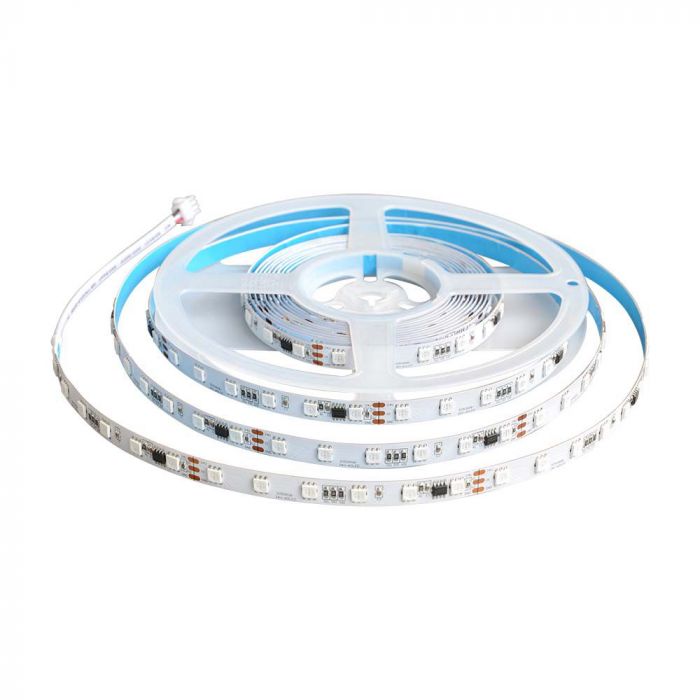 13W 24V 60 LED SMD5050 Lentes komplekts 5m ar 1 Wi-Fi un Bluetooth kontrolieri,  Magic Home Pro, IP20, V-TAC, RGB krāsains