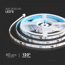 13W 24V 60 LED SMD5050 Lentes komplekts 5m ar 1 Wi-Fi un Bluetooth kontrolieri,  Magic Home Pro, IP20, V-TAC, RGB krāsains