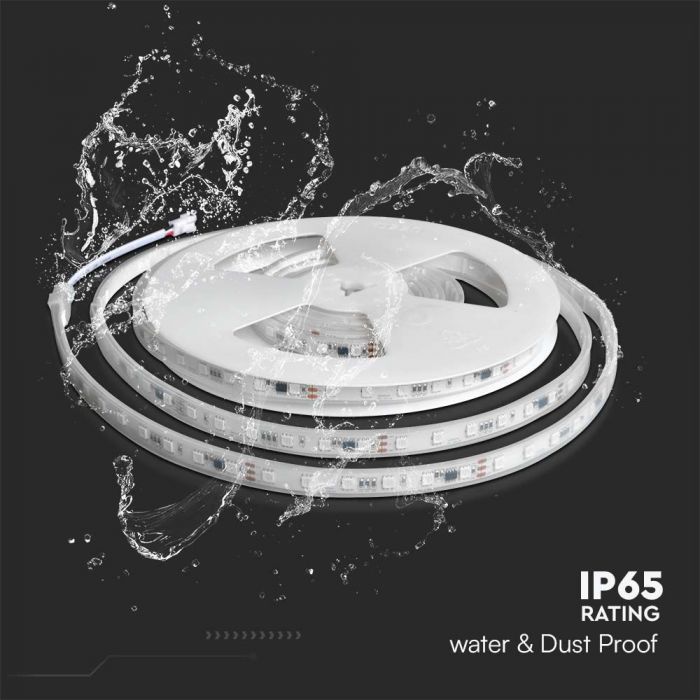 13W 24V, 60 LED SMD5050 Tape set 5m with with 1 Wi-Fi and Bluetooth controller, IP65, V-TAC, RGB colored