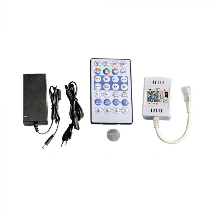 13W 24V, 60 LED SMD5050 Ribbon kit 5m koos 1 Wi-Fi ja Bluetooth kontrolleriga, IP65, V-TAC, RGB värvus