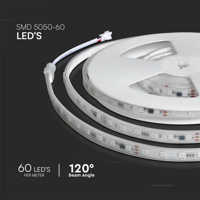 13W 24V, 60 LED SMD5050 Ribbon kit 5m koos 1 Wi-Fi ja Bluetooth kontrolleriga, IP65, V-TAC, RGB värvus