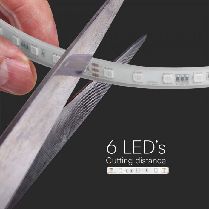 13W 24V, 60 LED SMD5050 Ribbon kit 5m koos 1 Wi-Fi ja Bluetooth kontrolleriga, IP65, V-TAC, RGB värvus