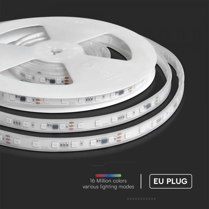 13W 24V, 60 LED SMD5050 Ribbon kit 5m koos 1 Wi-Fi ja Bluetooth kontrolleriga, IP65, V-TAC, RGB värvus